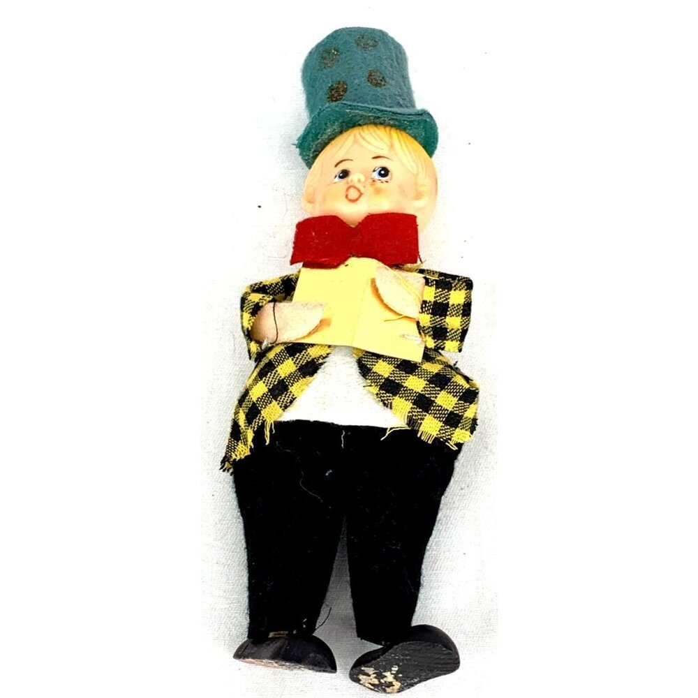 Carolers Boys Wearing Top Hats Delta Lot of 3 Japan 7.5” Red Green Felt Vintage - Picture 5 of 9